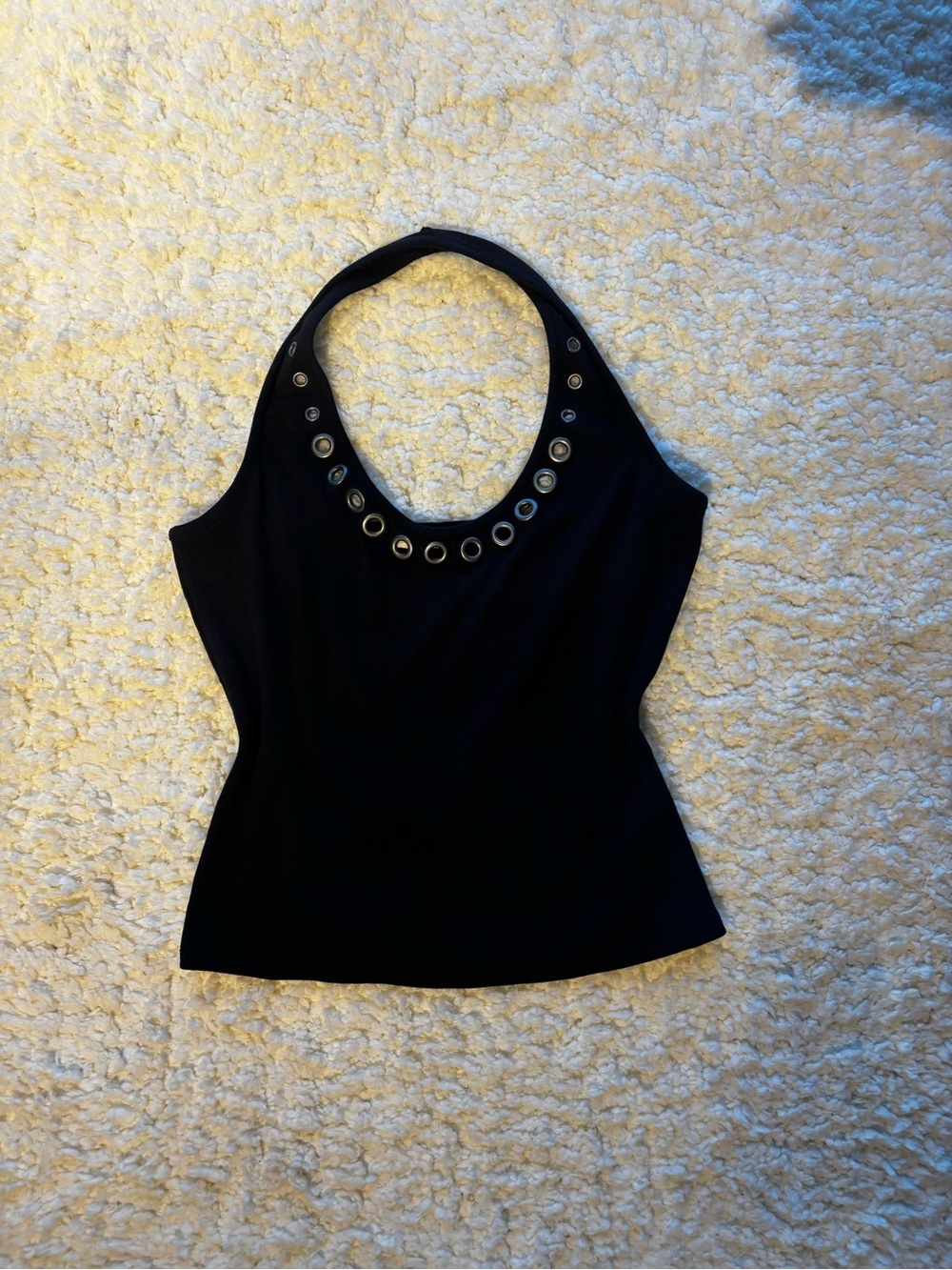 Pilcro Black Halter Camisole with Grommet Trim